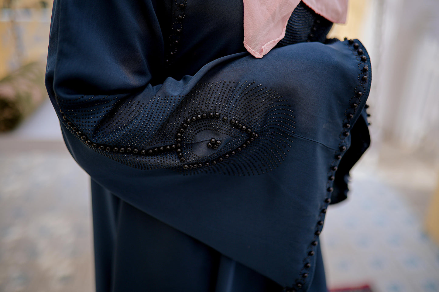 Shop Now Nug and Moti Work On Neck And Sleeves