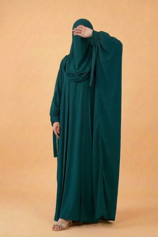 4 Piece Kaftan Abaya Set - Forest Green