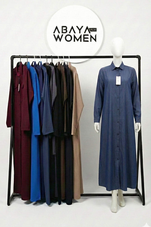 Denim Jeans Abaya Blue and Muilti colors Front Open