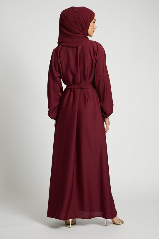 Buy Red Abaya Kimono Elasticated Cuffs With Belt – Red