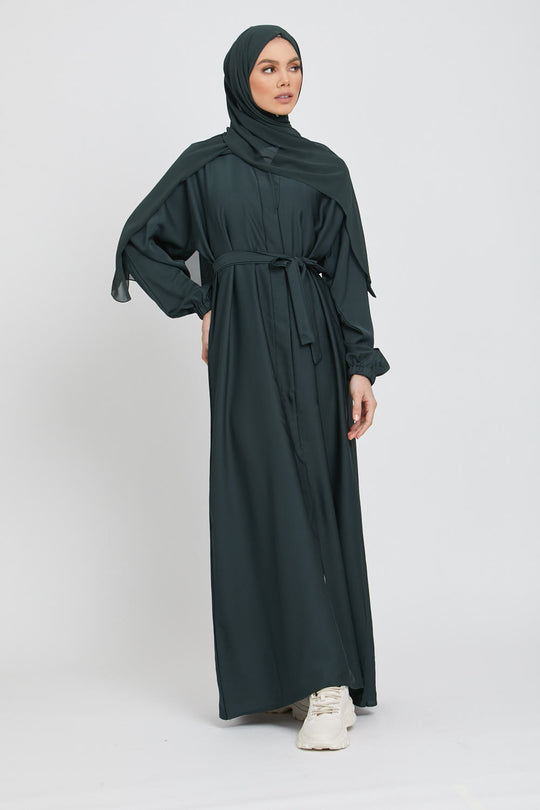 Buy Green Kimono Abaya With White Inner Slip Dress