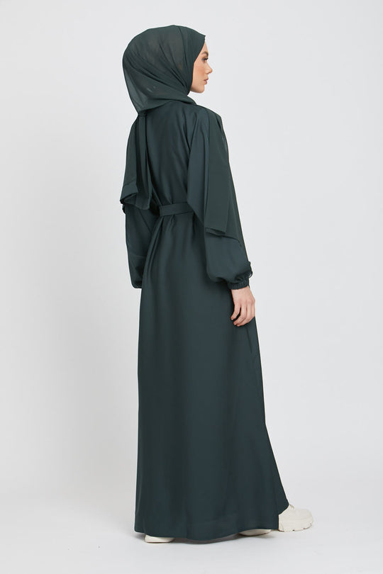 Buy Green Kimono Abaya With White Inner Slip Dress