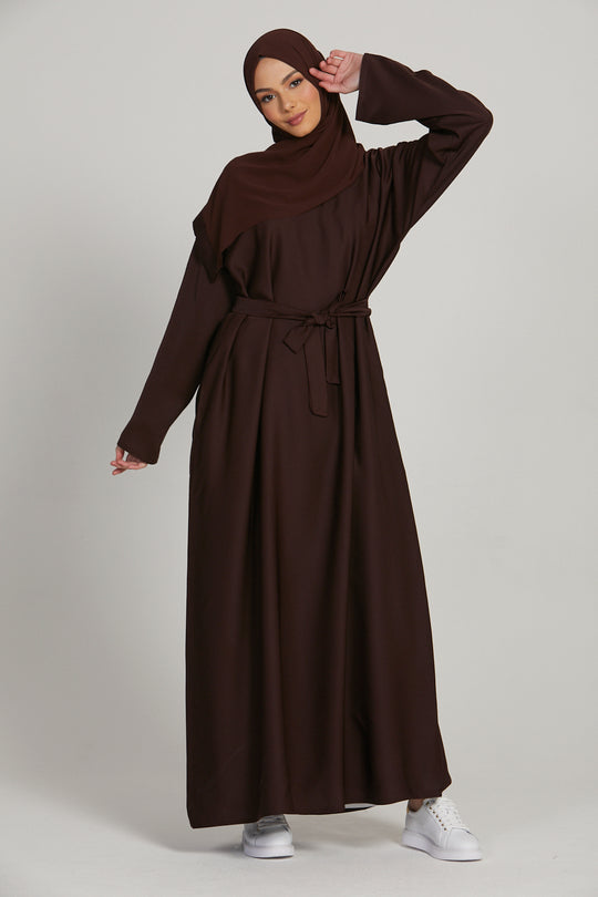 Buy Abayas Brown Simple Long Abaya