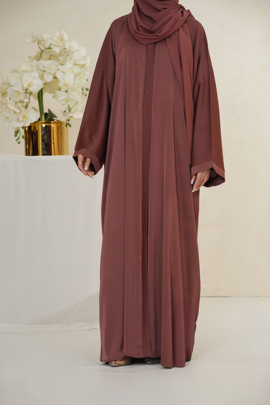 Imported TikTok Crinkle Nida Fabric Front Open Abaya Wrinkle-Resistant & Draping for Women
