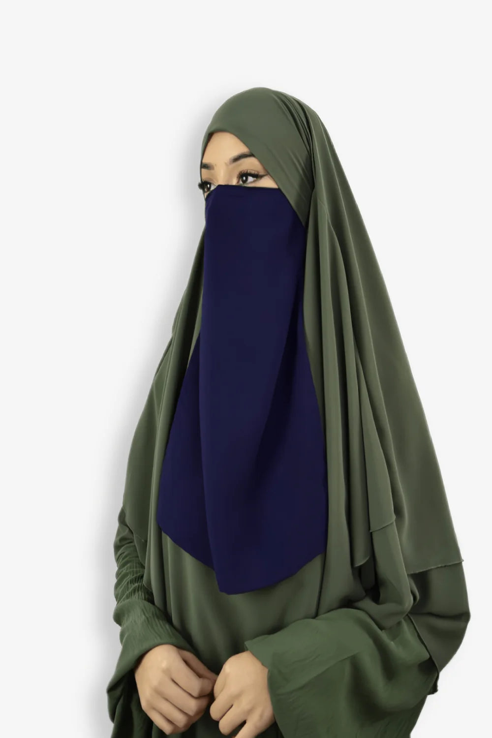 Buy Navy Blue Niqab Half Premium Chiffon