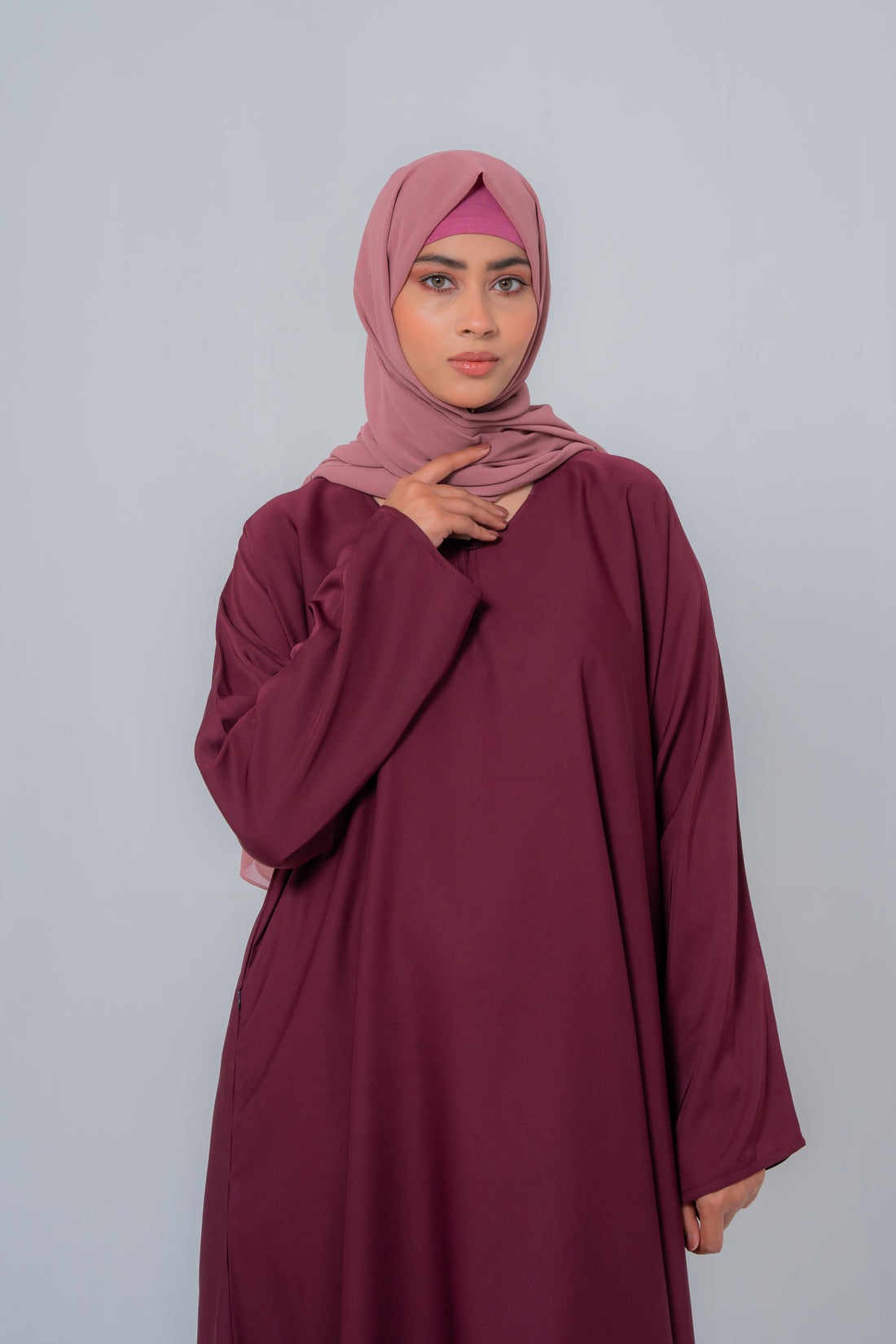Buy Now The Basic Simple Maroon Abaya