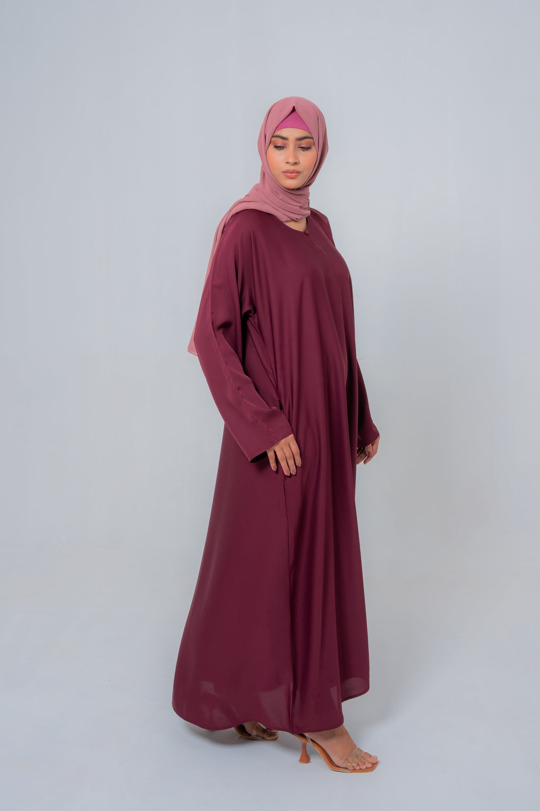 Buy Now The Basic Simple Maroon Abaya