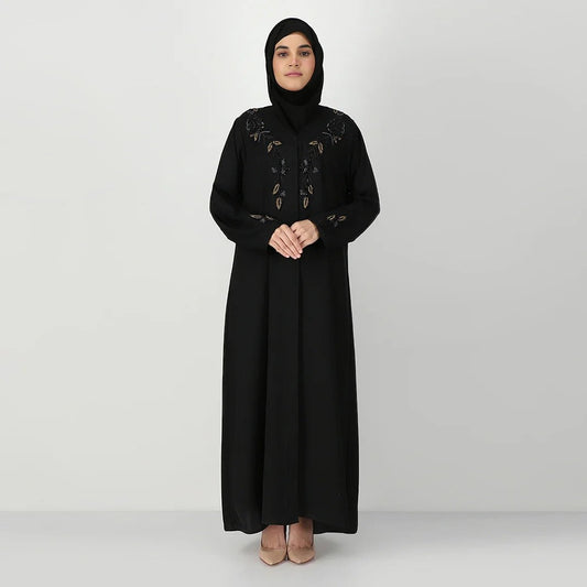 Hand Embroidered Abaya in Black