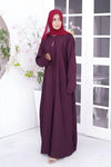 Front view of Premium Plain Abaya in Old Mauve color crafted from luxurious nida fabric for women’s modest fashion