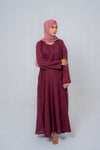 Front view of The Basic Simple Maroon Abaya showcasing elegant modest full-length design in rich maroon shade for women