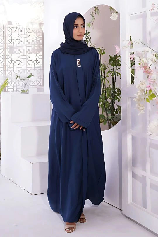 Buy Now Luxurious Nida Fabric – Plain Navy Blue Abaya