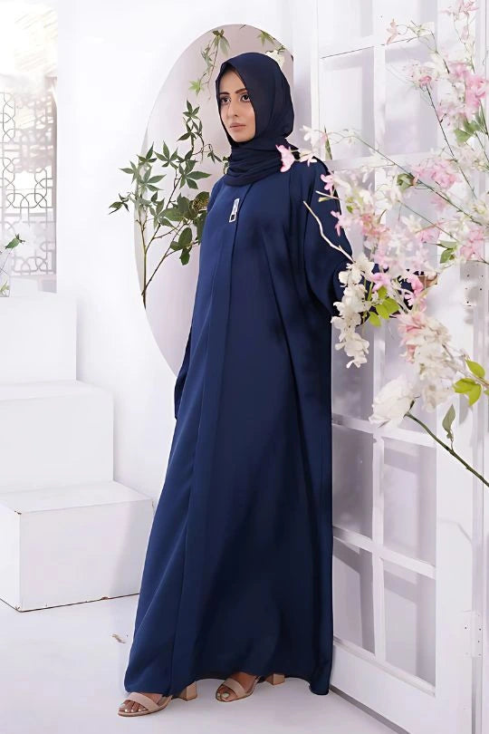 Buy Now Luxurious Nida Fabric – Plain Navy Blue Abaya
