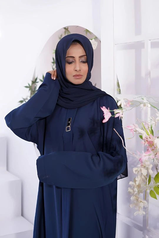 Buy Now Luxurious Nida Fabric – Plain Navy Blue Abaya