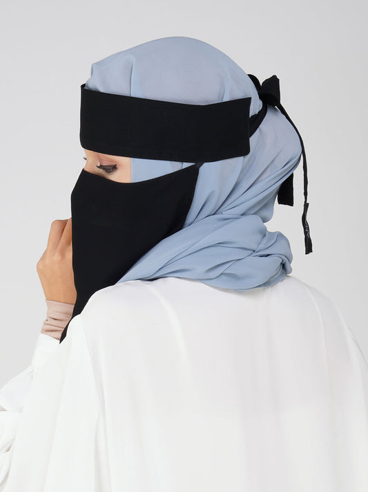 Back View Arabian Niqab with Fusing – Elegant Black Modest Islamic Wear