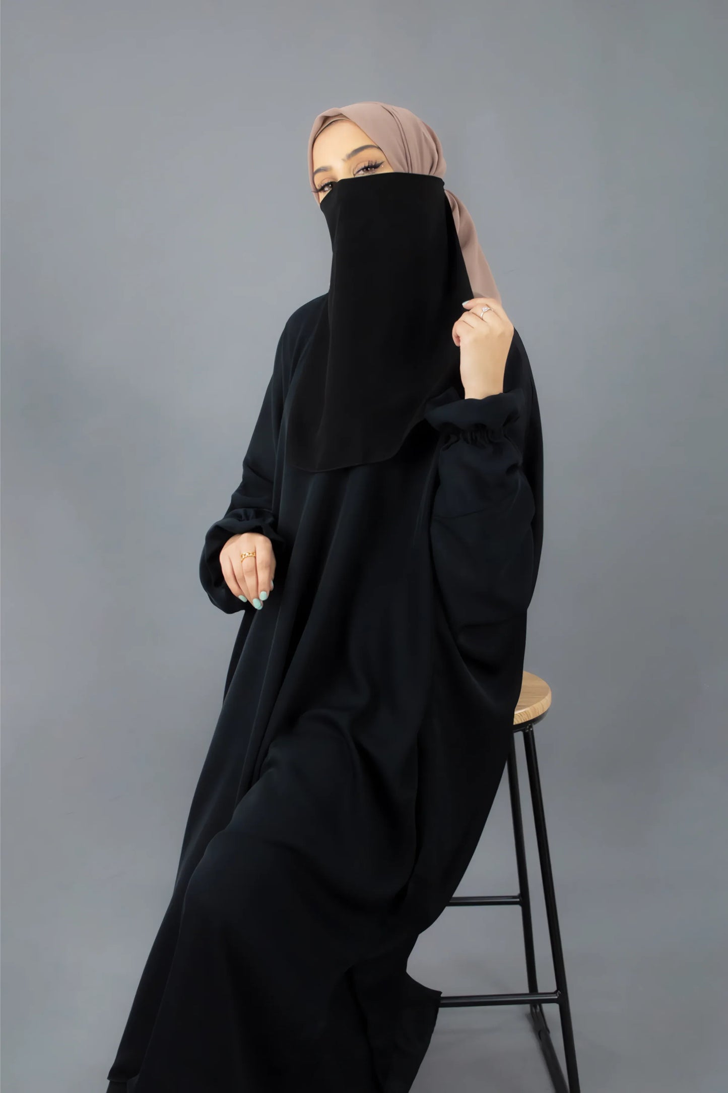 Abaya for Women – Half Layer Black Niqab, Modest Islamic Face Cover