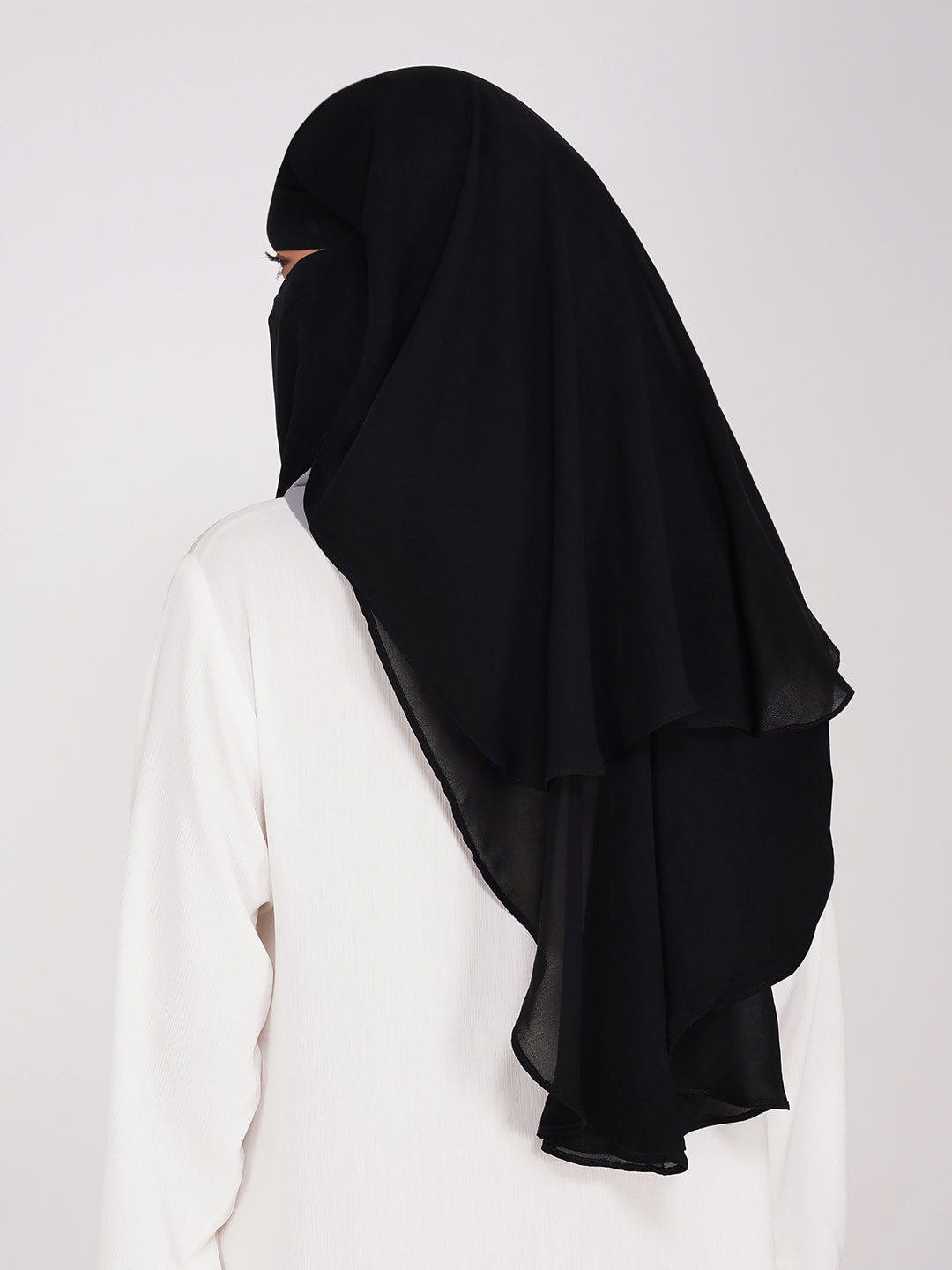Back View Triple Layer Niqab – Maximum Coverage Premium Black Islamic Wear