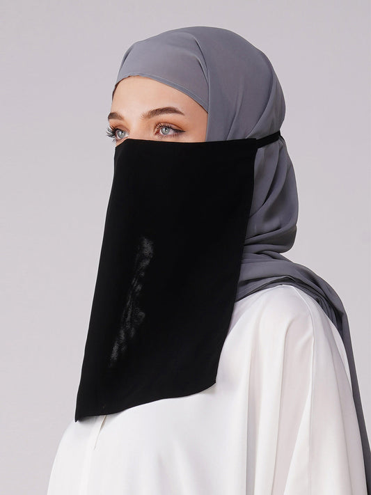 Lightweight Half Layer Niqab Black – Breathable Side View Modest Islamic Wear