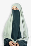 Buy Half Niqab Medina Dark Green – Premium Chiffon Islamic Face Veil for Women