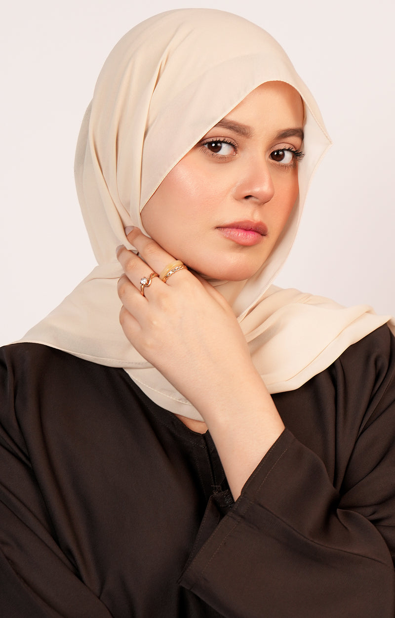 Front styled look of Najwa Chiffon Hijab – modest and elegant hijab for everyday and occasion wear