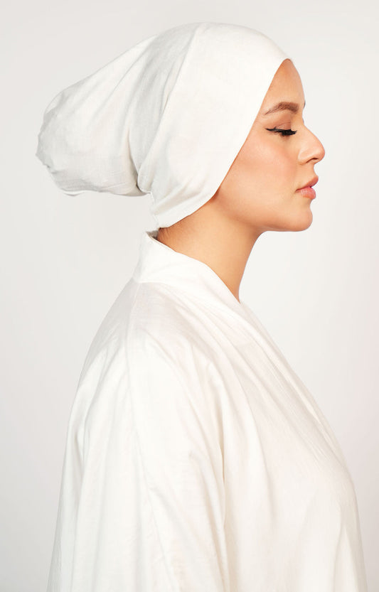 Classic Noir Underscarf Side View – Comfortable Non-Slip Inner Cap for Hijab Styling