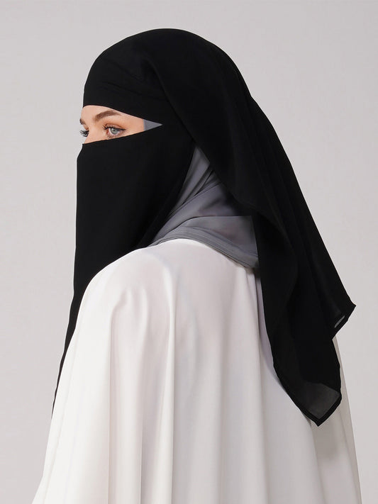 Side View Double Layer Niqab – Extra Coverage Lightweight Black Niqab
