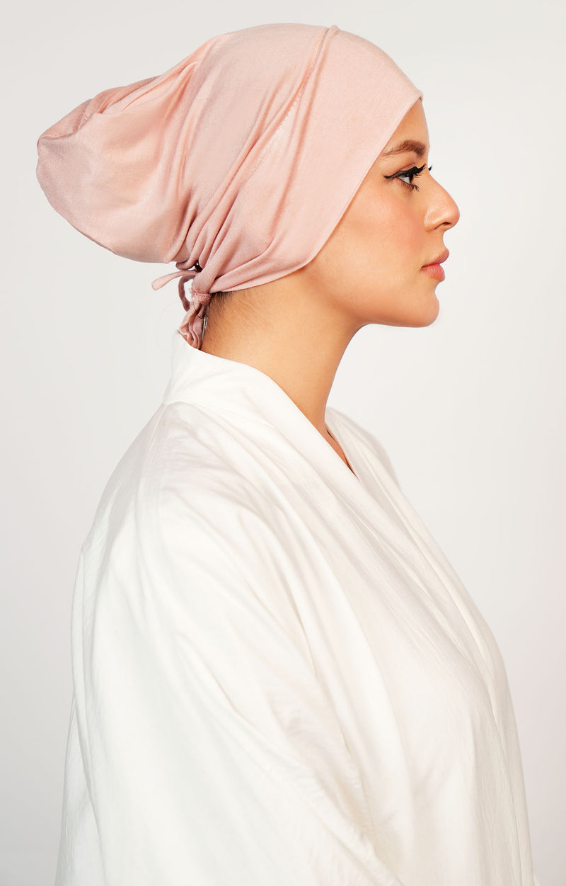 Mina Knotted Underscarf Side View – Comfortable Non-Slip Hijab Inner Cap for Women