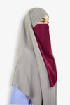 Red Half Niqab Medina Side View – Elegant Modest Hijab Niqab for Muslim Women