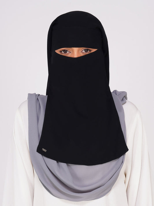 Triple Layer Black Niqab – Maximum Coverage and Breathable Islamic Face Veil for Women