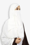 White Half Niqab Medina Side View – Elegant Modest Hijab Niqab for Muslim Women