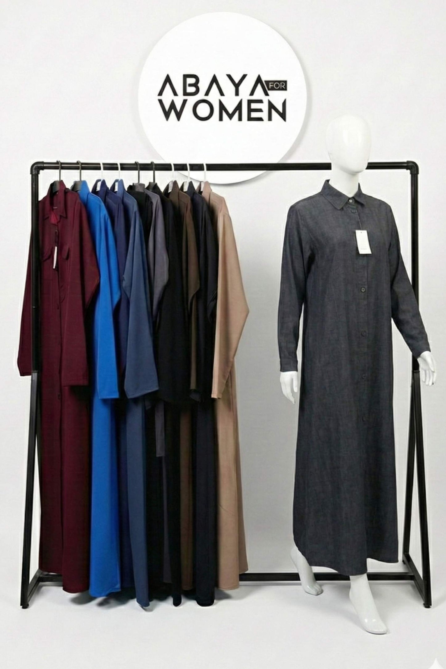Denim Jeans Abaya Blue and Muilti colors Front Open