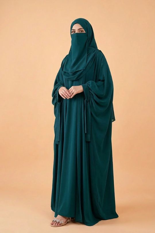 4 Piece Kaftan Abaya Set - Forest Green