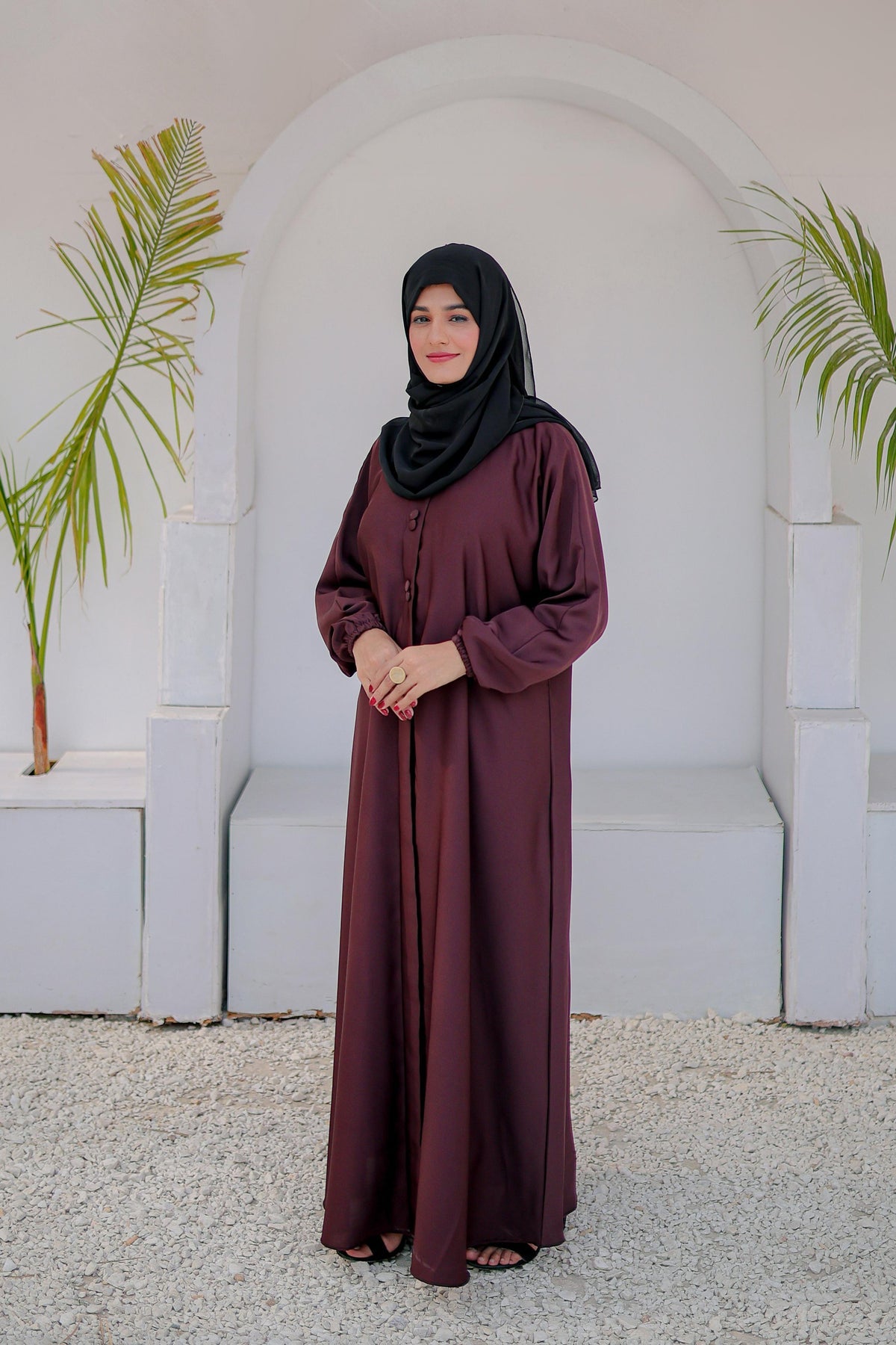 Shop Now Front Closed Buttons Abaya in Multi Colors