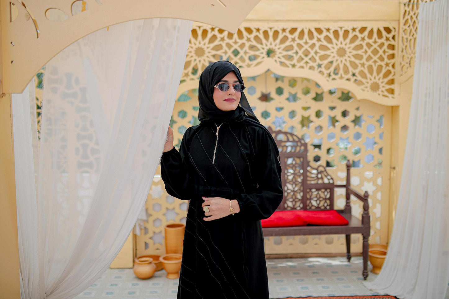 Full Pentex Elastic Cuffs With Front Zipper Abaya