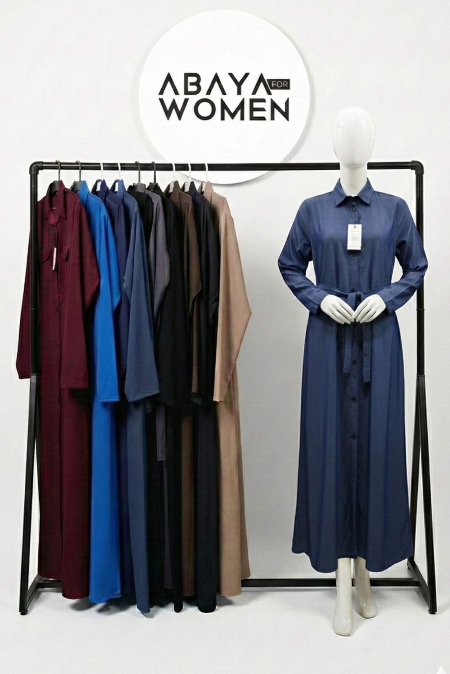 Denim Jeans Abaya Blue and Muilti colors Front Open