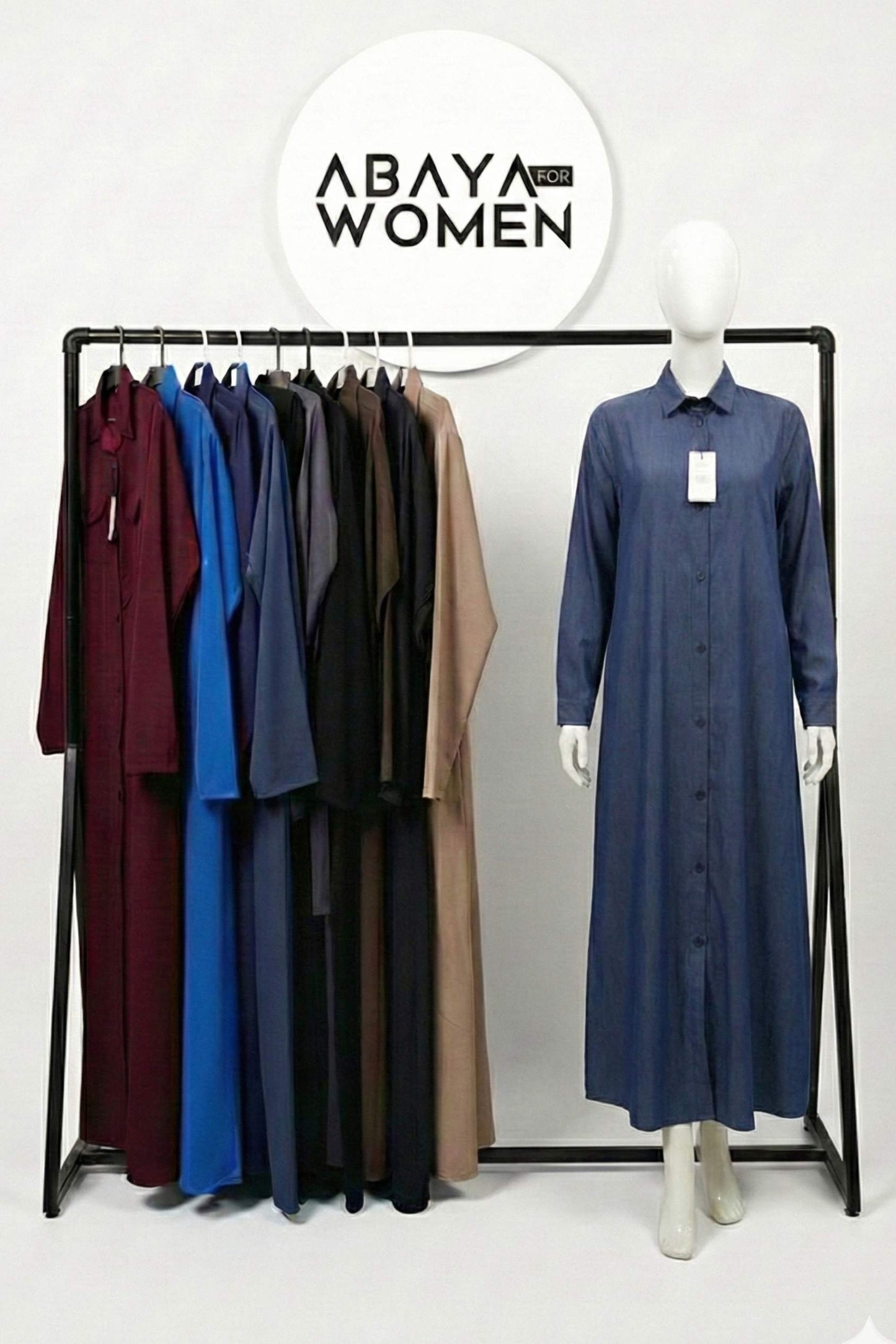 Denim Jeans Abaya Blue and Muilti colors Front Open