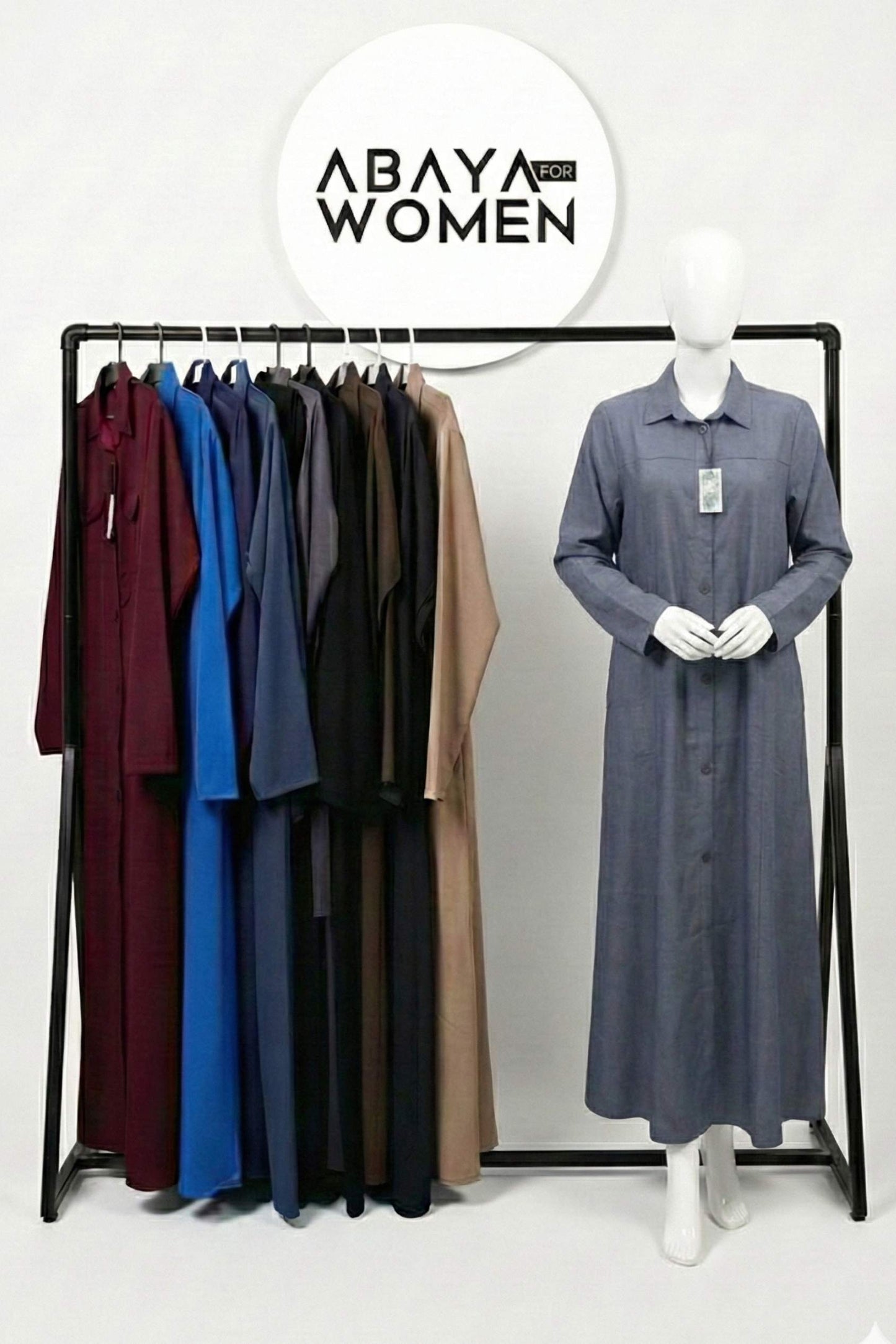 Denim Jeans Abaya Blue and Muilti colors Front Open