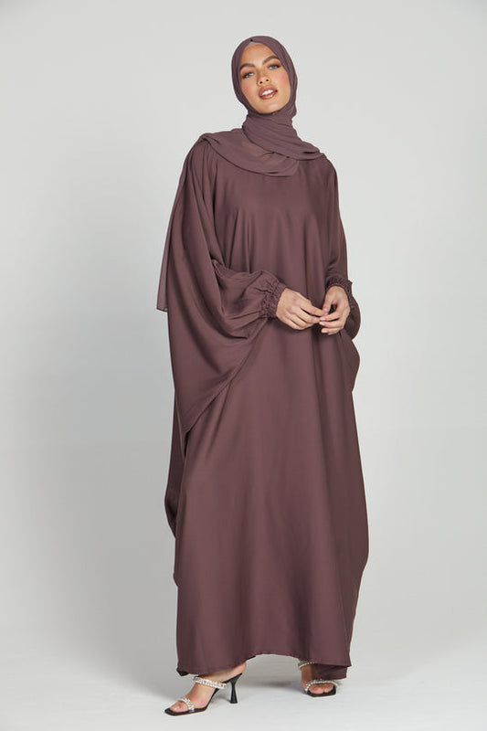 Buy Pink Abaya Dress Kaftan With Elastic Sleeves