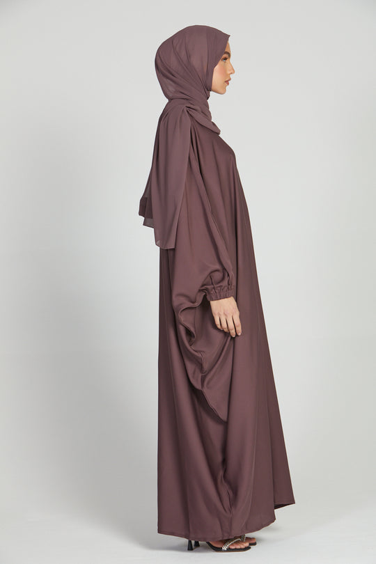 Buy Pink Abaya Dress Kaftan With Elastic Sleeves