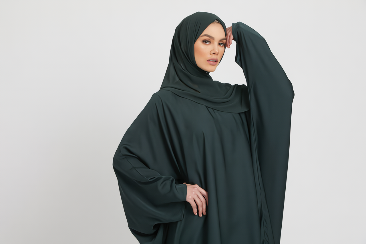 Buy Dark Green Abaya Kaftan Loose Size