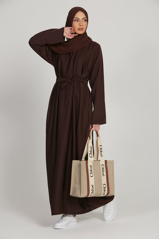 Buy Abayas Brown Simple Long Abaya