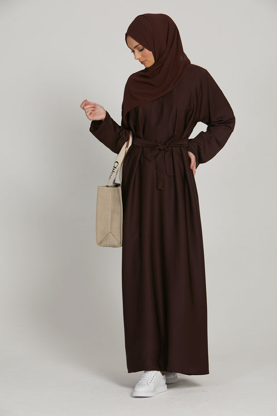 Buy Abayas Brown Simple Long Abaya