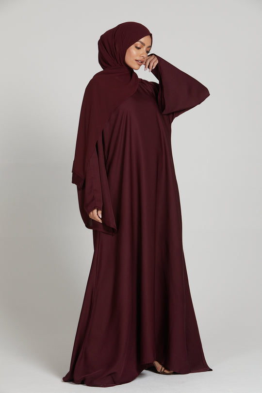 Buy Abaya Maroon Long Sleeves Simple Abaya