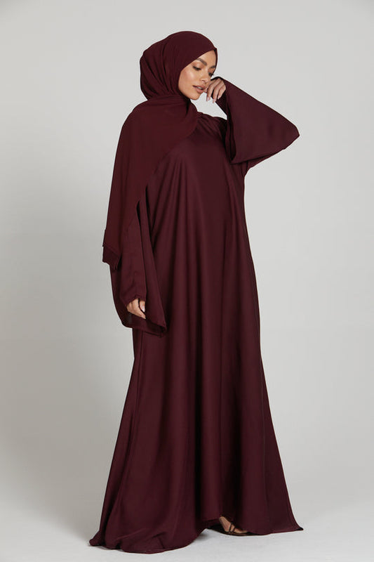 Buy Abaya Maroon Long Sleeves Simple Abaya
