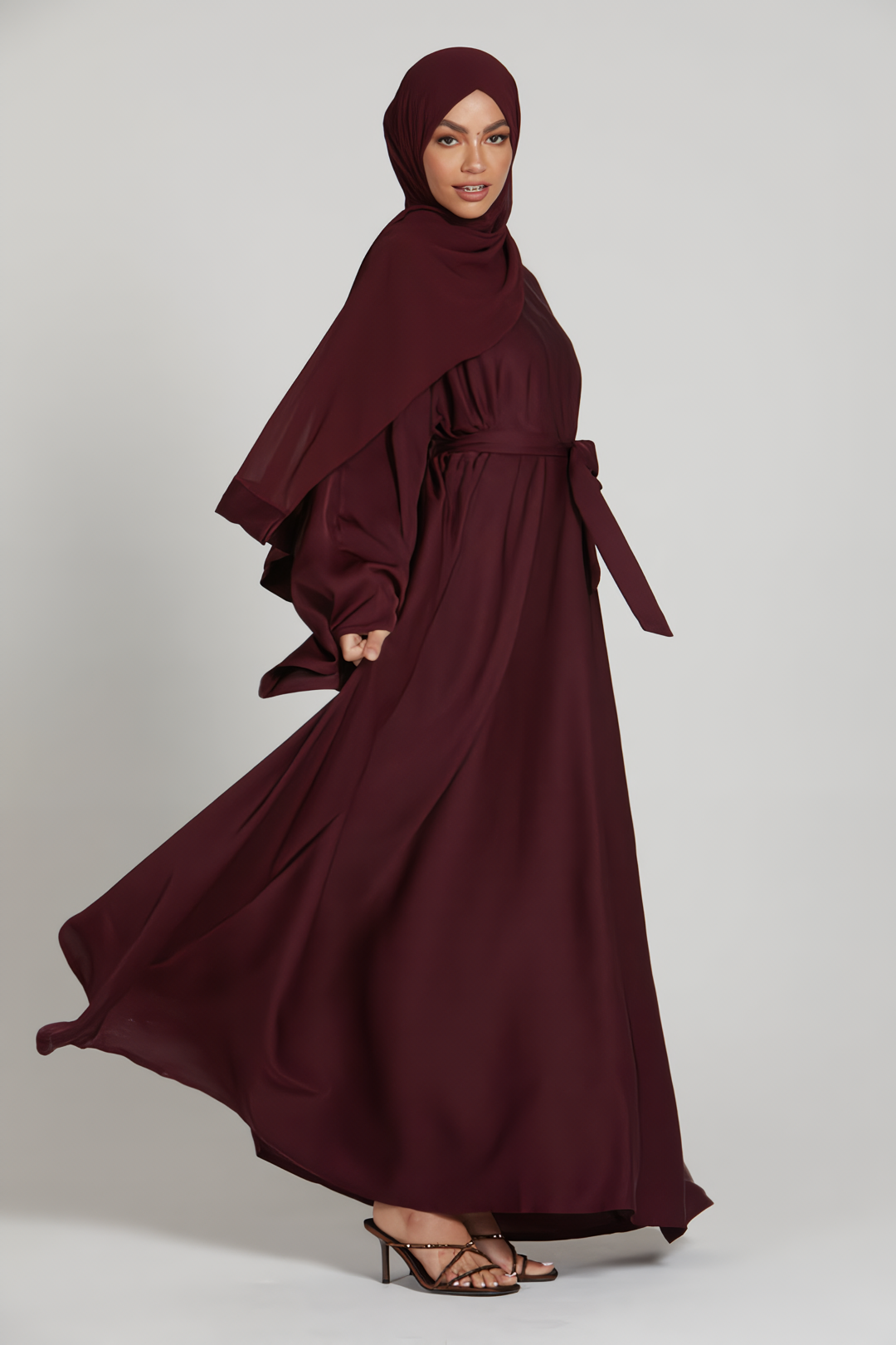 Buy Abaya Maroon Long Sleeves Simple Abaya