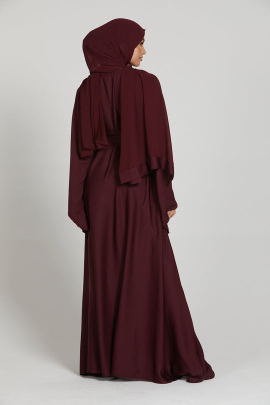 Buy Abaya Maroon Long Sleeves Simple Abaya