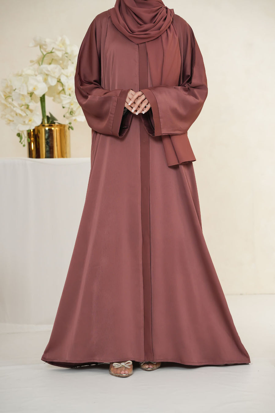 Imported TikTok Crinkle Nida Fabric Front Open Abaya Wrinkle-Resistant & Draping for Women