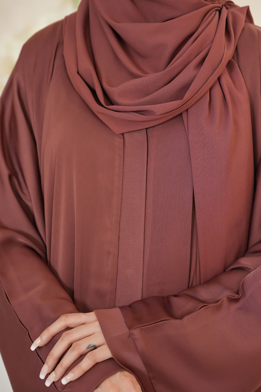 Imported TikTok Crinkle Nida Fabric Front Open Abaya Wrinkle-Resistant & Draping for Women