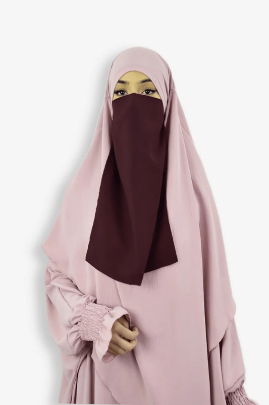 Buy Niqab Half Premium Chiffon Burgundy