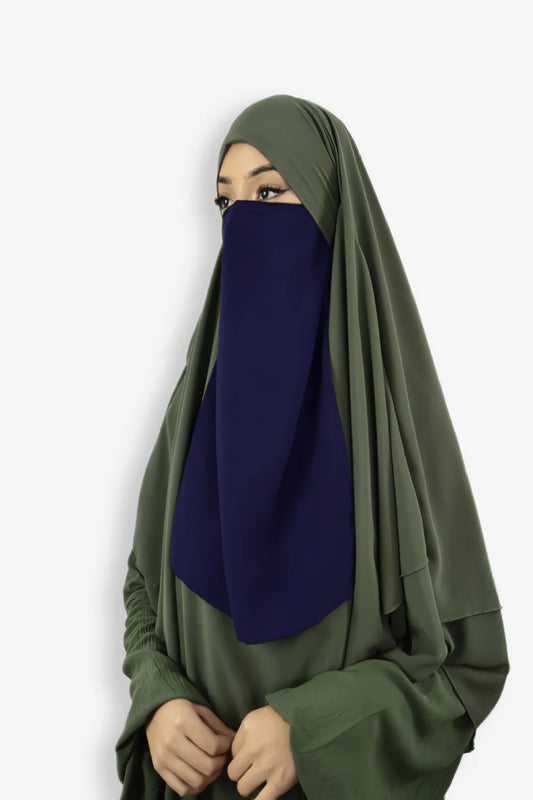 Buy Navy Blue Niqab Half Premium Chiffon