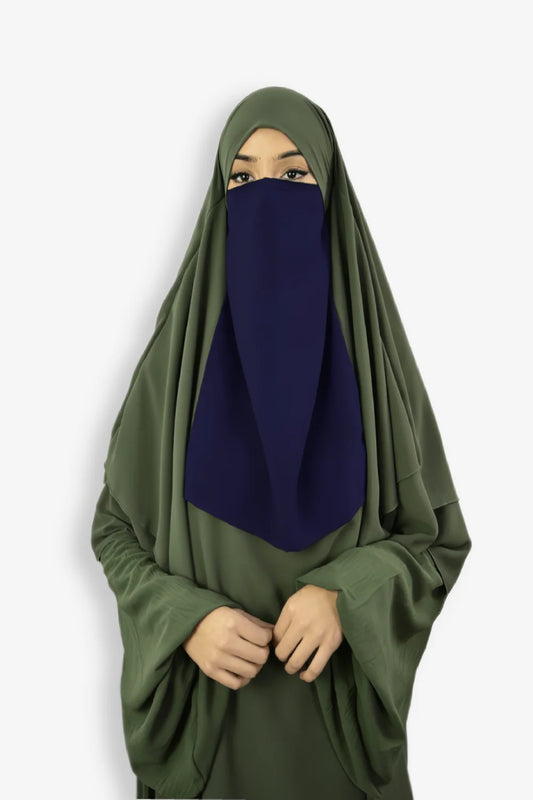 Buy Navy Blue Niqab Half Premium Chiffon